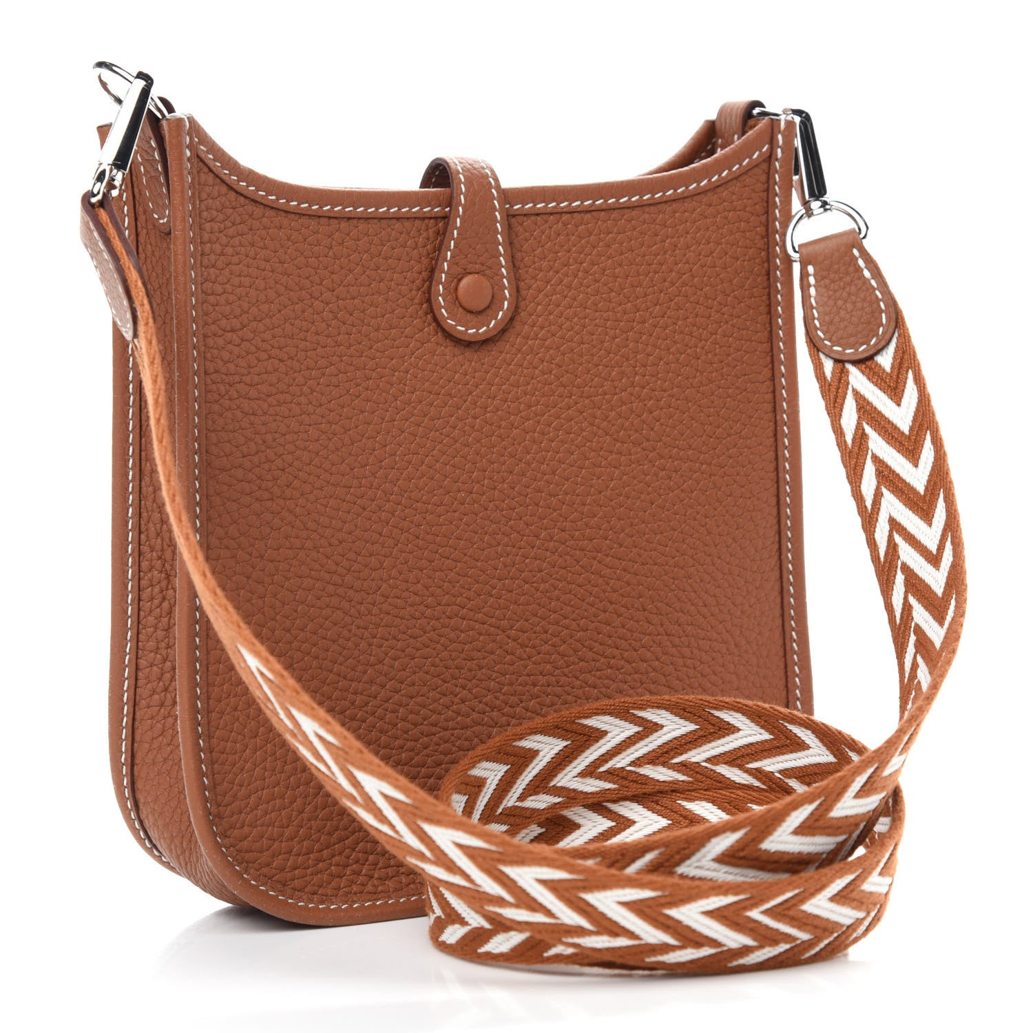 Hermes Taurillon Clemence Allegro Evelyne TPM Gold Cornaline White 3 of 11