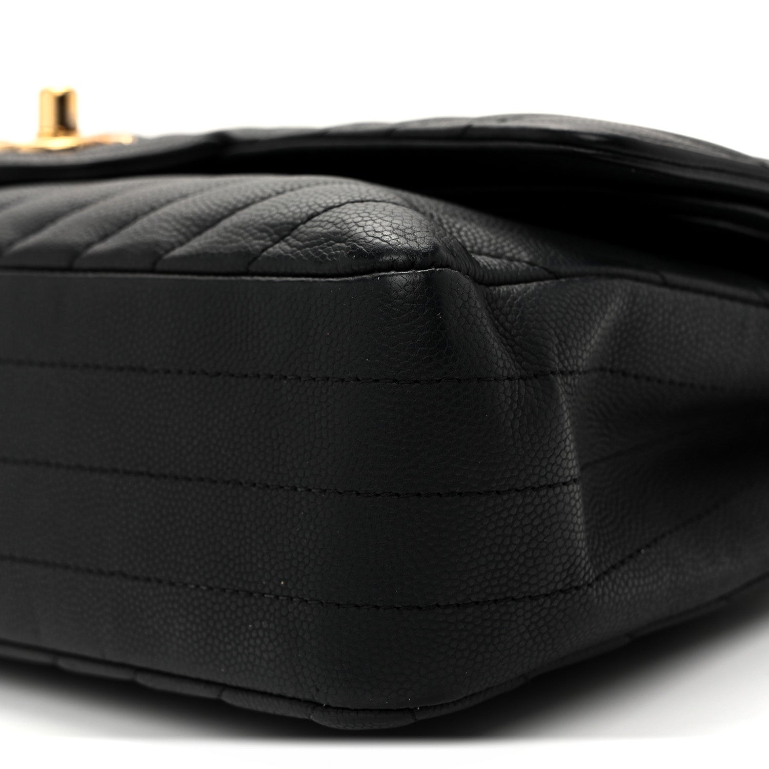 Chanel Matte Caviar Chevron Quilted Medium Double Flap Black 10 of 10