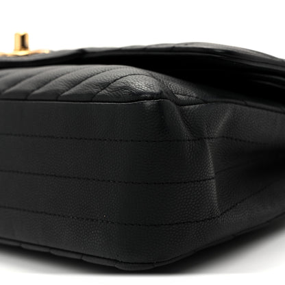 Chanel Matte Caviar Chevron Quilted Medium Double Flap Black 10 of 10