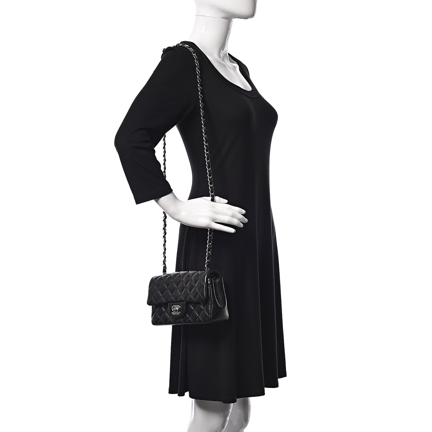 Chanel Lambskin Quilted Mini Rectangular Flap Black 2 of 9