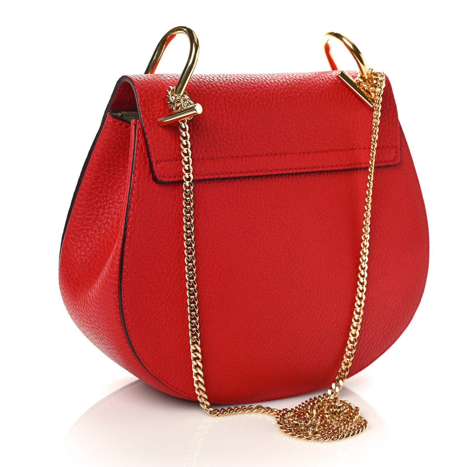 Chloe Grained Lambskin Mini Drew Shoulder Bag Plaid Red 3 of 8