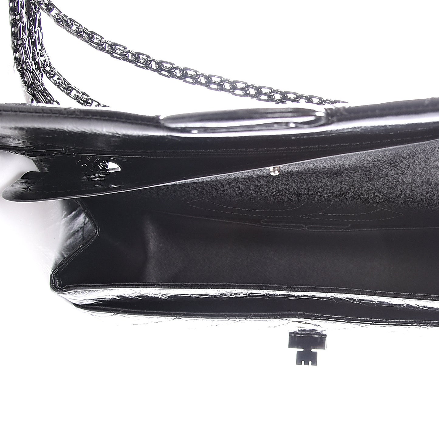 Glazed Aged Calfskin Quilted 2.55 Reissue 225 Flap So Black