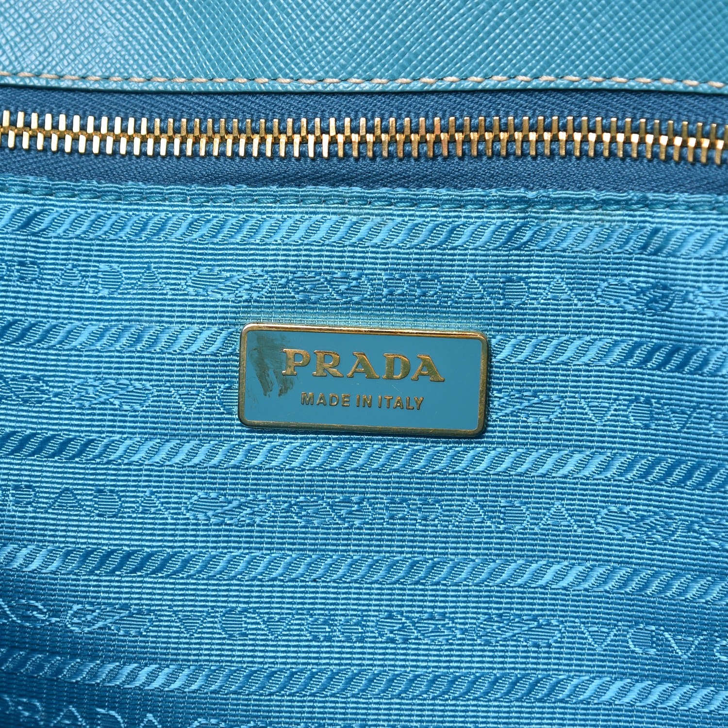 Prada Saffiano Galleria Small Double Zip Tote Turchese 6 of 9