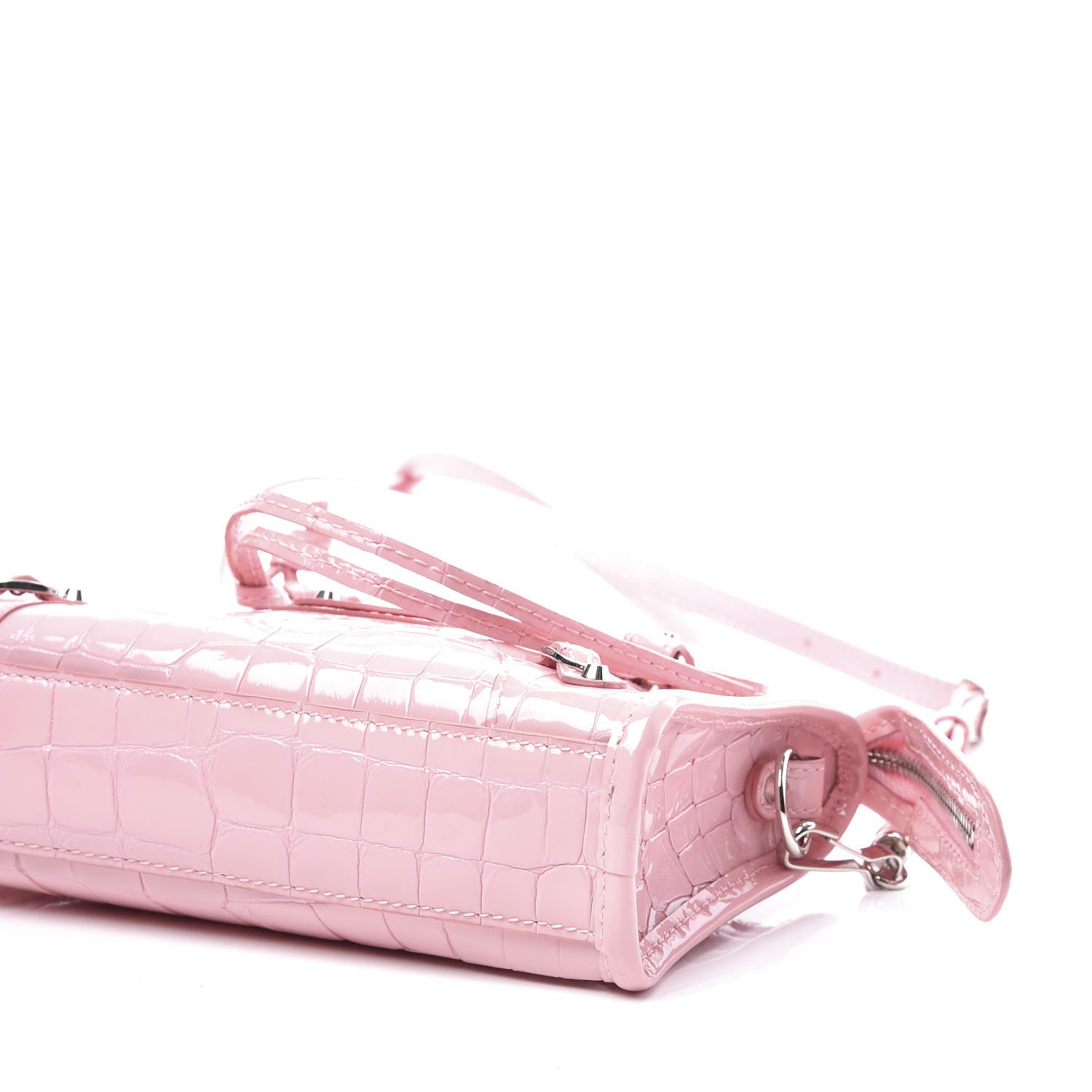 Balenciaga Patent Crocodile Embossed Classic Silver Hardware Nano City Light Pink 9 of 11
