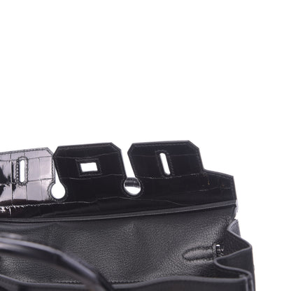 Hermes Taurillon Novillo Shiny Niloticus Crocodile Birkin Touch 25 Black 13 of 42