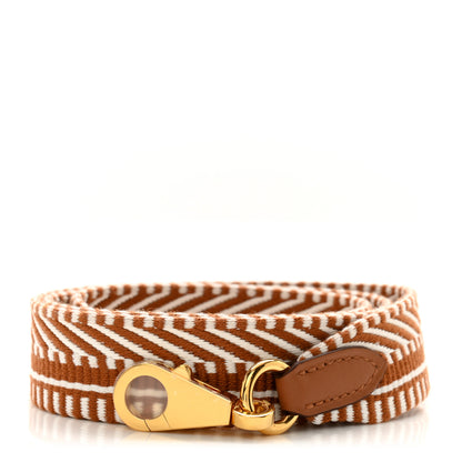 Hermes Toile Swift 25mm Sangle Cavale Shoulder Strap Ecru Beige Gold 1 of 5
