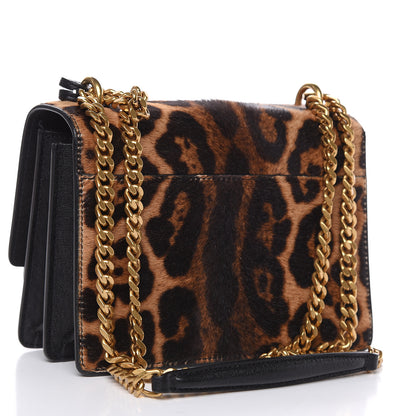 Saint Laurent Calf Hair Monogram Small Sunset Chain Wallet Leopard 3 of 12