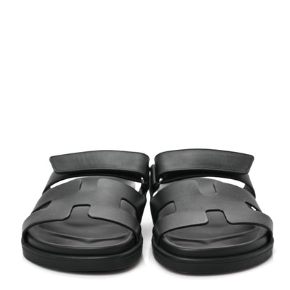Hermes Calfskin Womens Chypre Sandals 36.5 Black 2 of 8