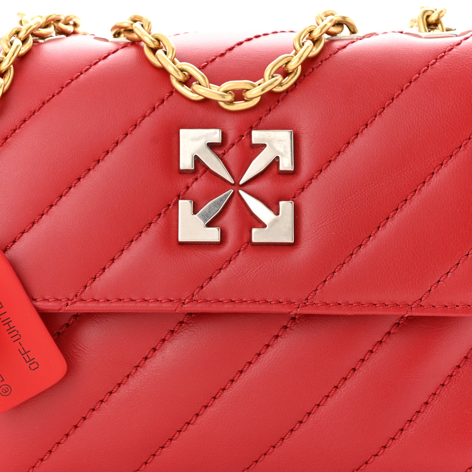 Off-White Calfskin Diagonal Quilted Jackhammer 19 Shoulder Bag Red 7 of 9