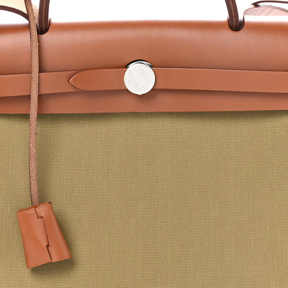 Hermes Military Toile Vache Hunter Herbag Zip Retourne 31 PM Poussiere Fauve 9 of 12