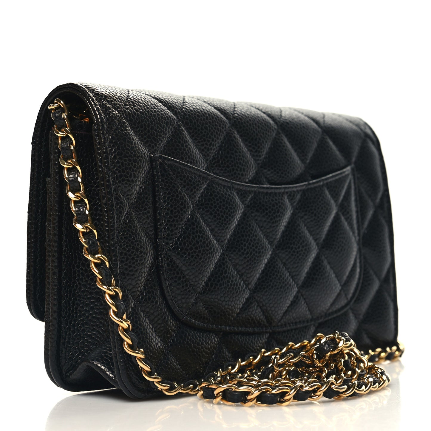 Caviar Quilted Wallet on Chain WOC Black