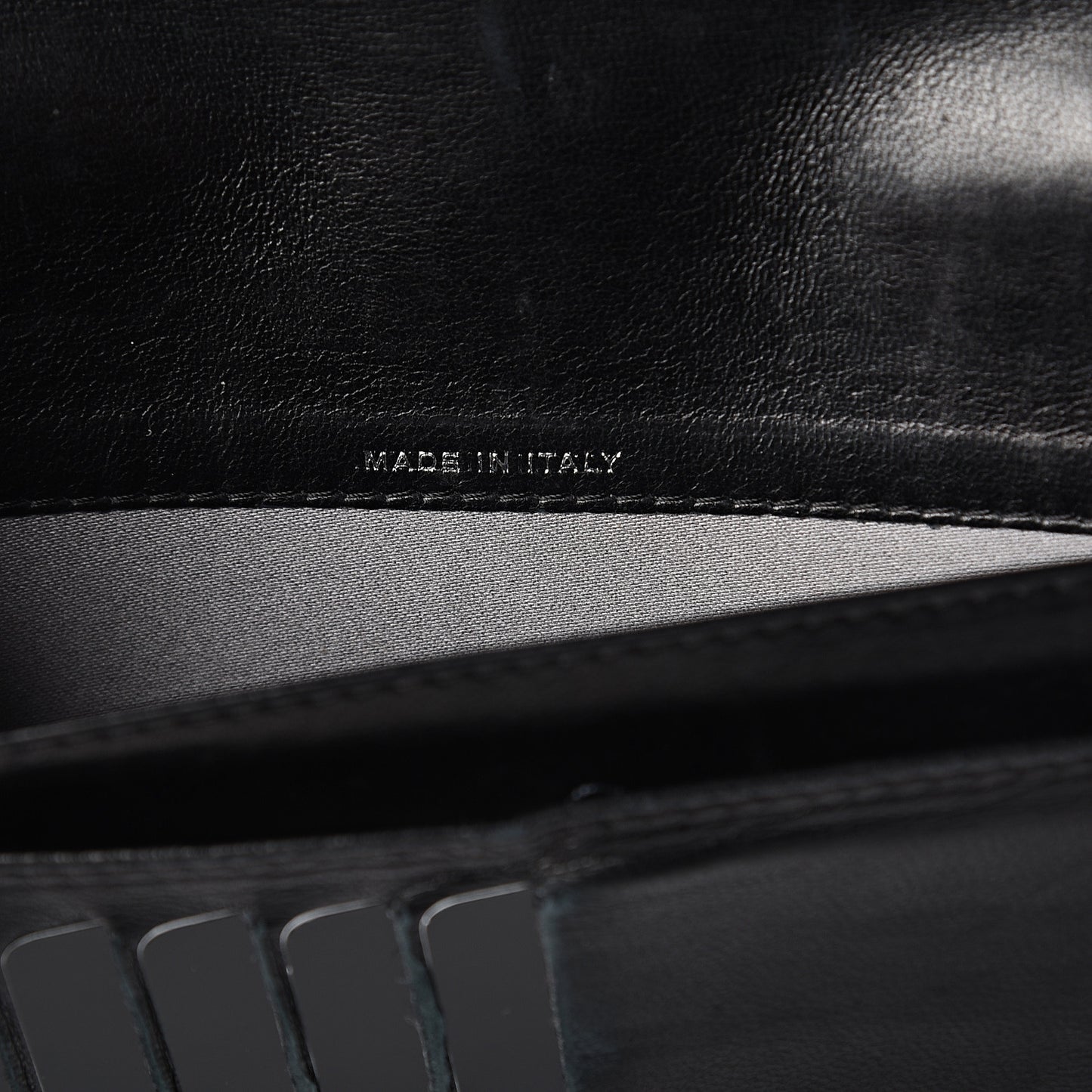 Lambskin Camellia Embossed Zip Around Organizer Wallet Black