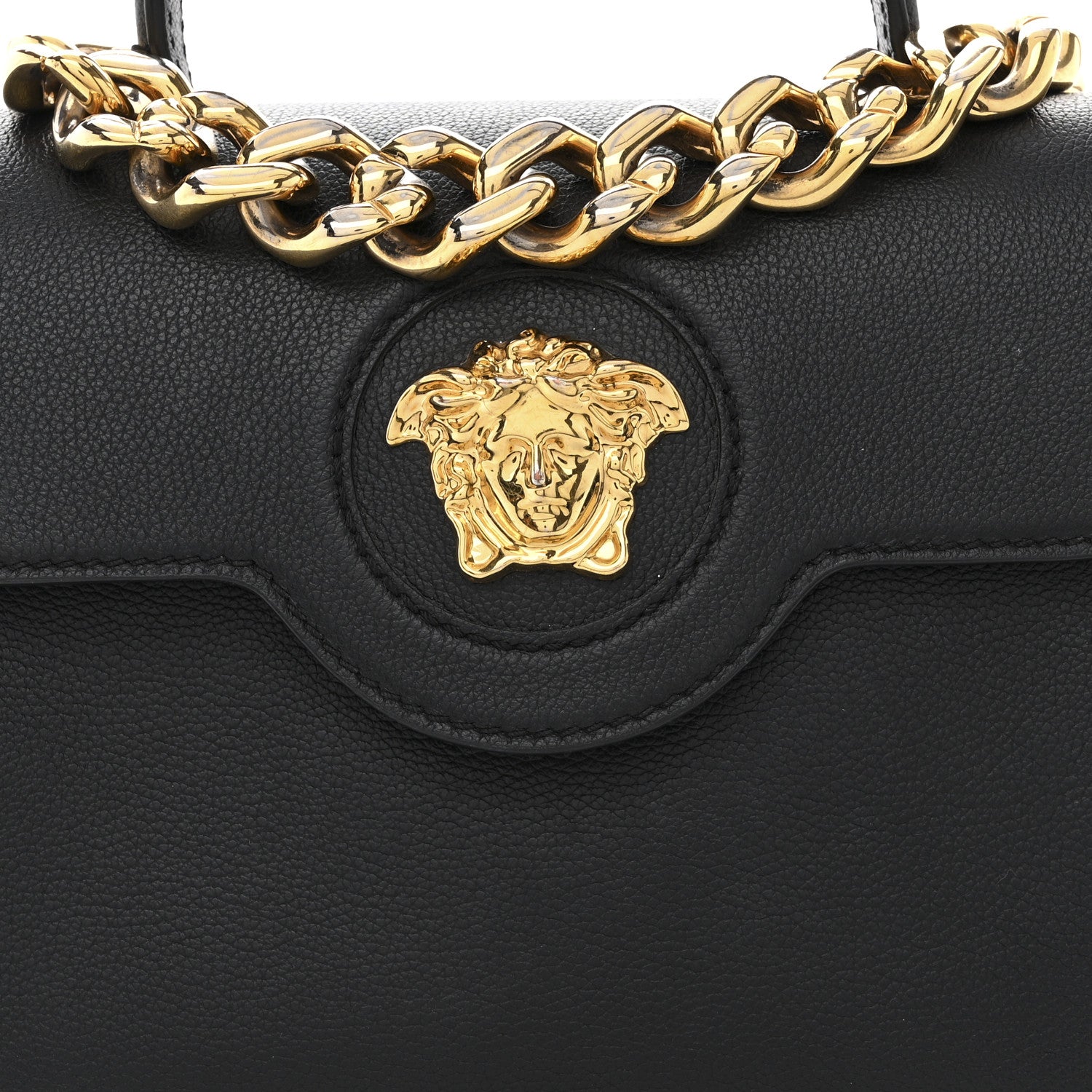 Versace Grained Calfskin La Medusa Top Handle Bag Black Black 7 of 11