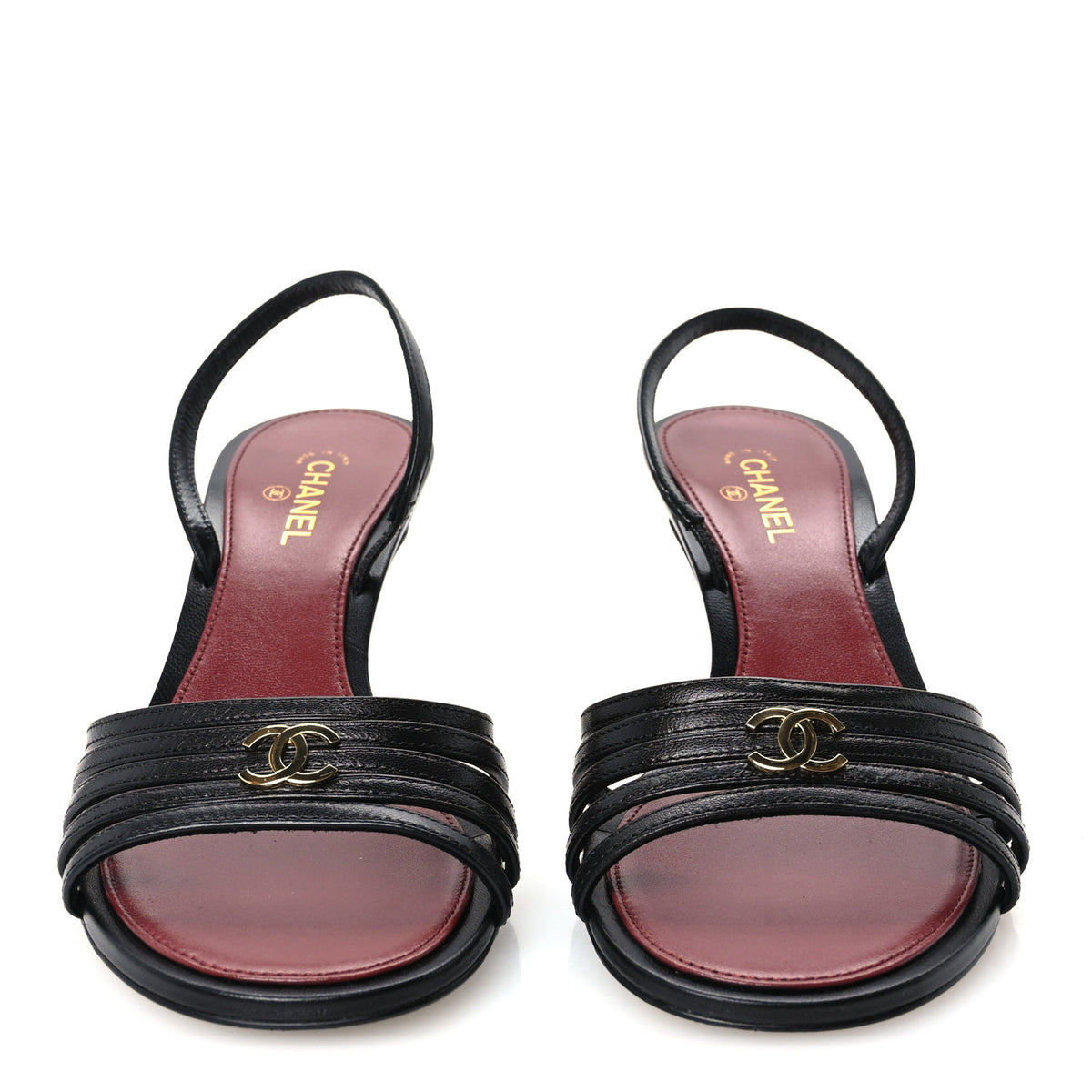 Chanel Goatskin CC Caged Sandals 37 Black 3 of 8