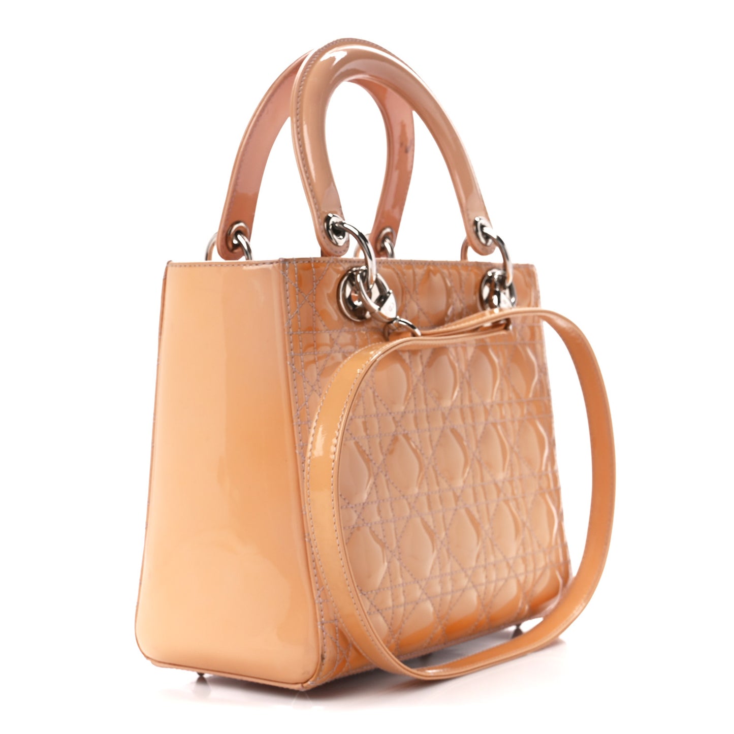 Patent Cannage Medium Lady Dior Rose Clair