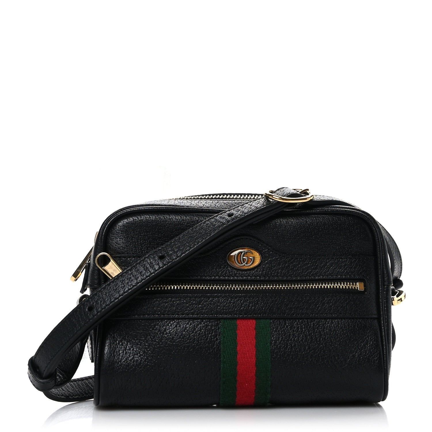 Gucci Calfskin Web Mini Ophidia Shoulder Bag Black 1 of 9