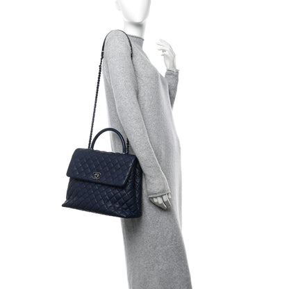 Chanel Caviar Quilted Large Coco Handle Flap Navy 2 of 10