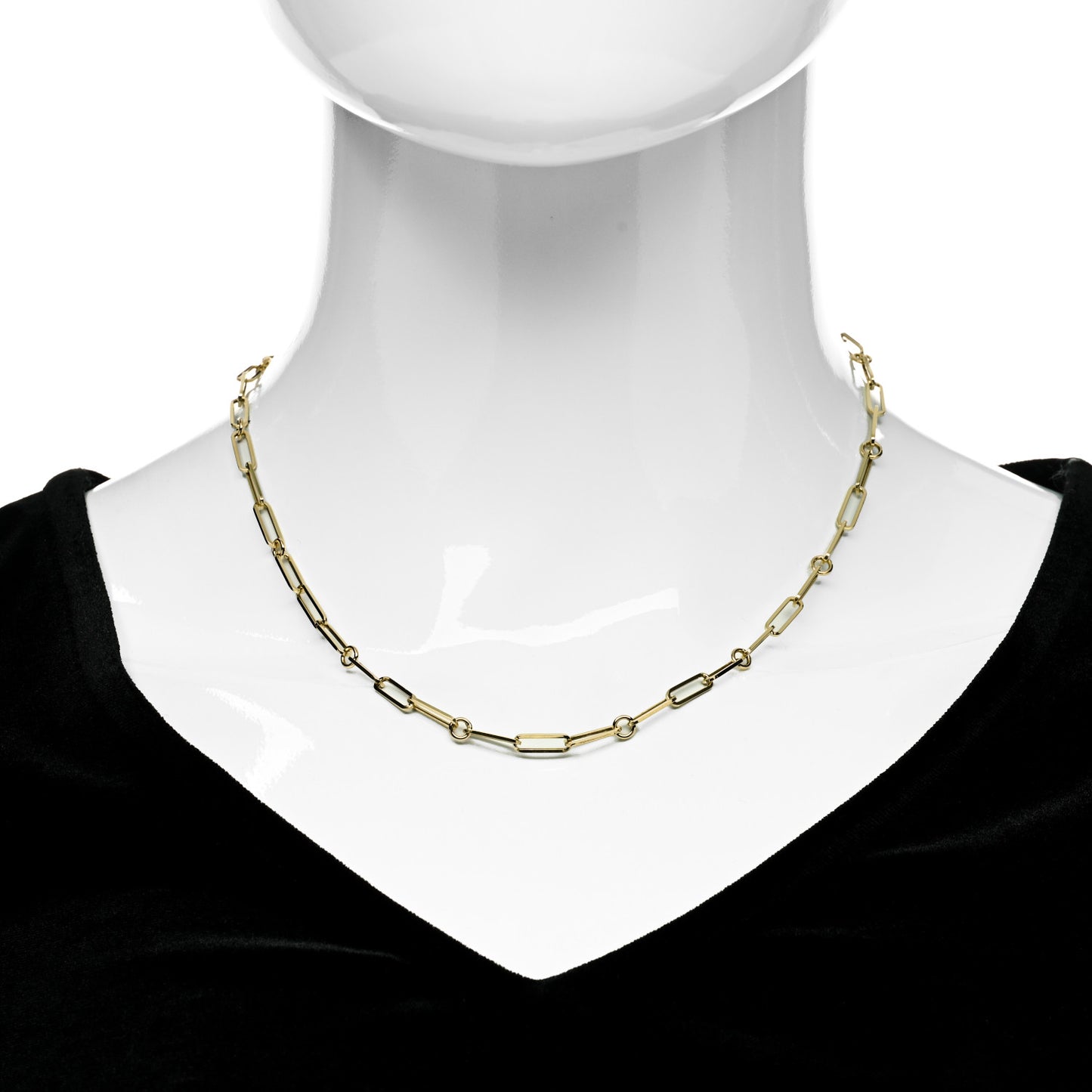 18K Yellow Gold Paper Clip Link Necklace