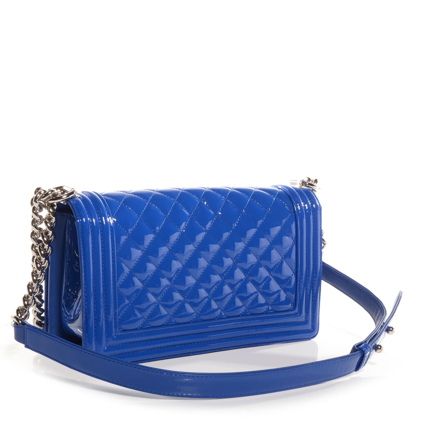 Patent Leather Medium Boy Flap Plexiglass Blue