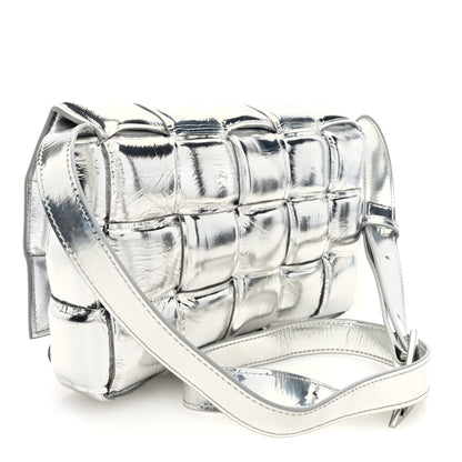 Bottega Veneta Metallic Lambskin Padded Cassette Crossbody Bag Silver 3 of 9