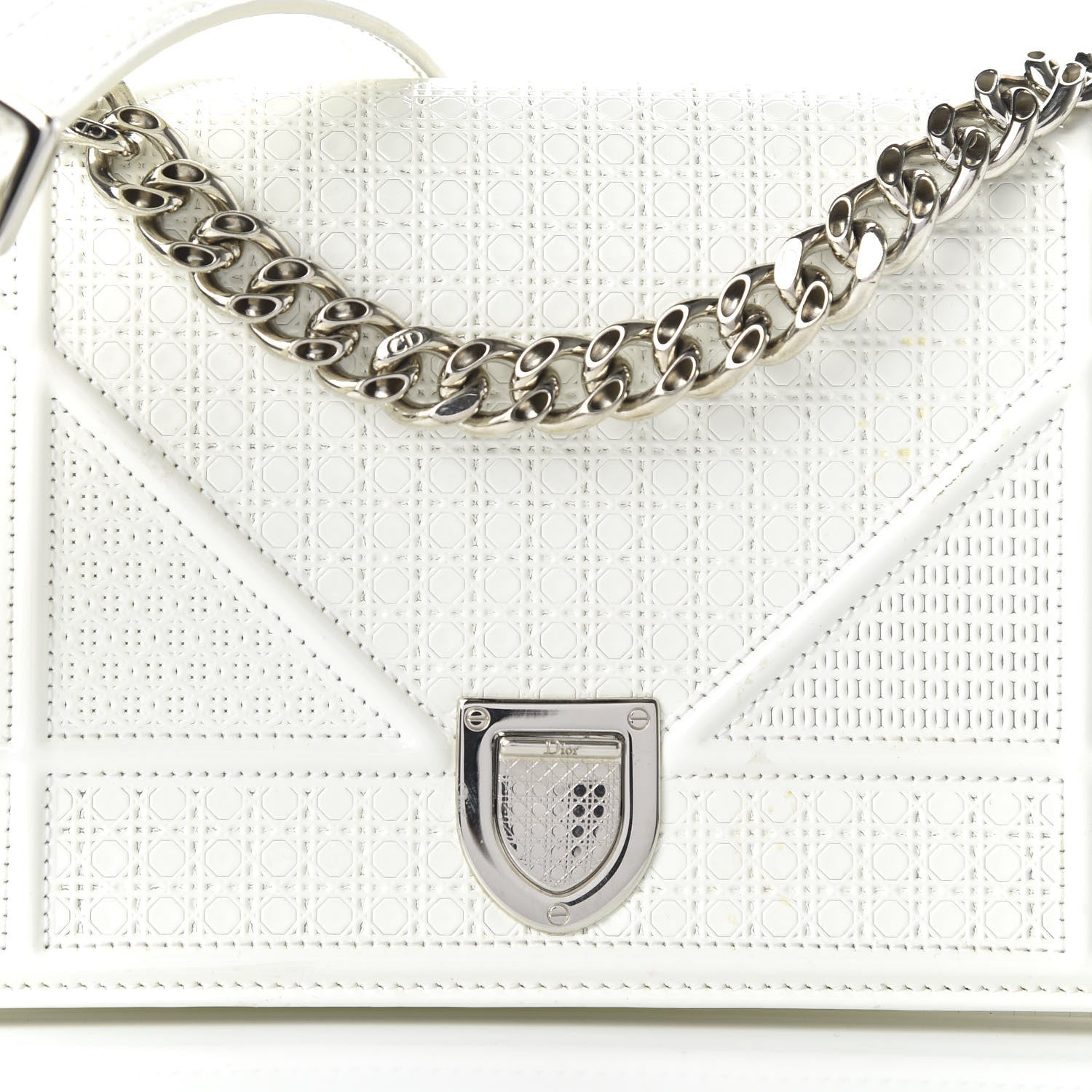 Christian Dior Patent Micro-Cannage Small Diorama Flap Bag White 9 of 9