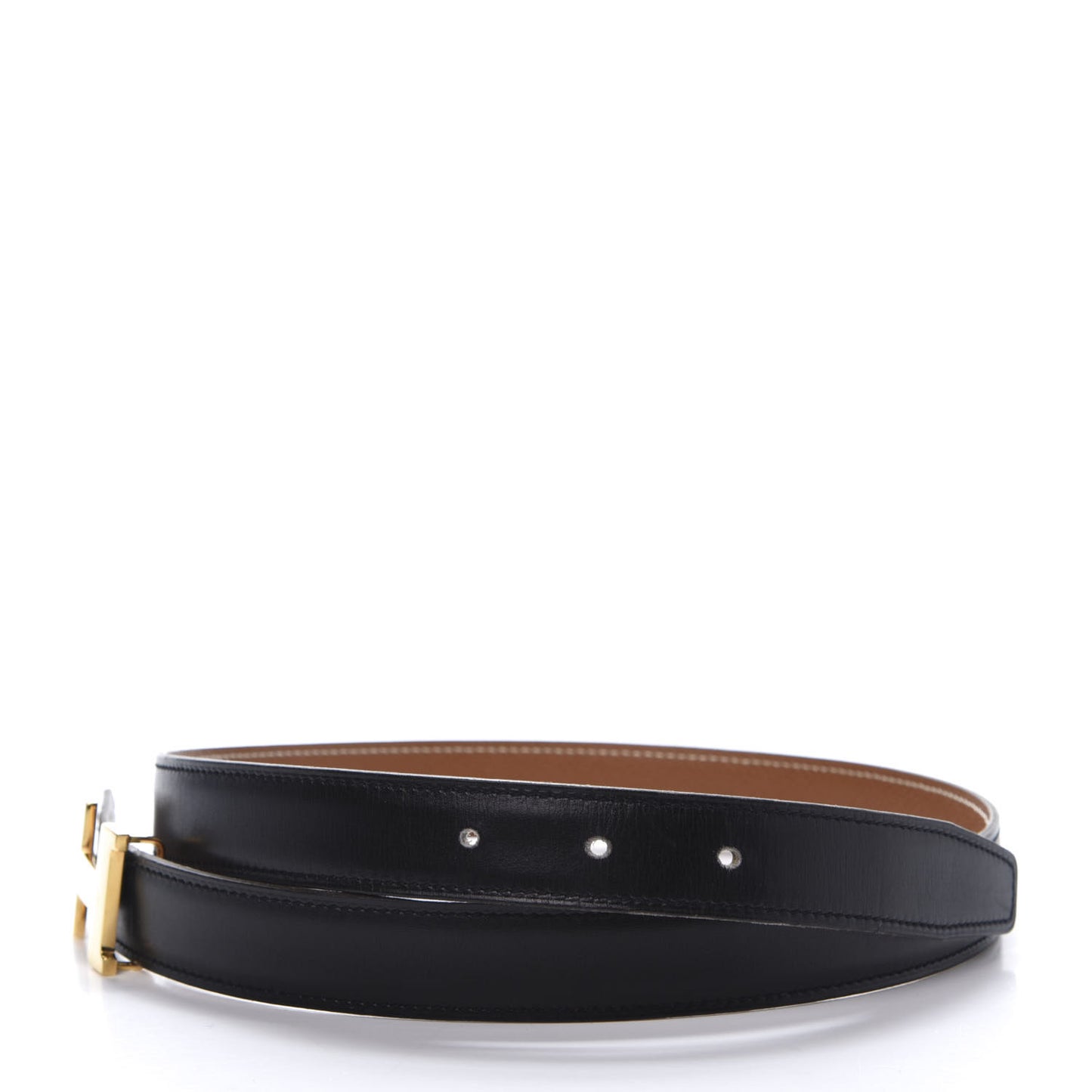 Box Courchevel 24mm Constance H Belt 70 Black Gold