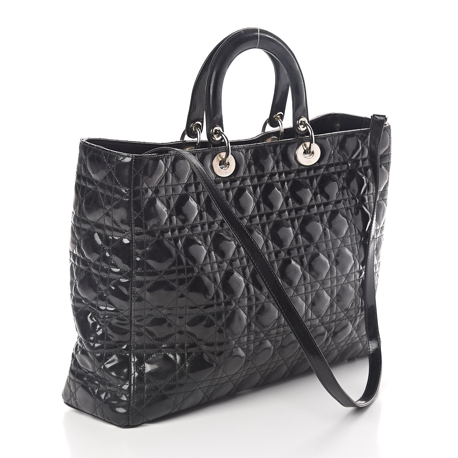 Christian Dior Patent Cannage Large Lady Dior Black 3 of 9