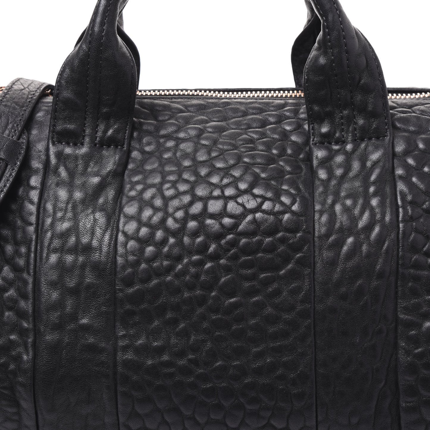 Pebbled Lambskin Rocco Black Rose Gold Hardware