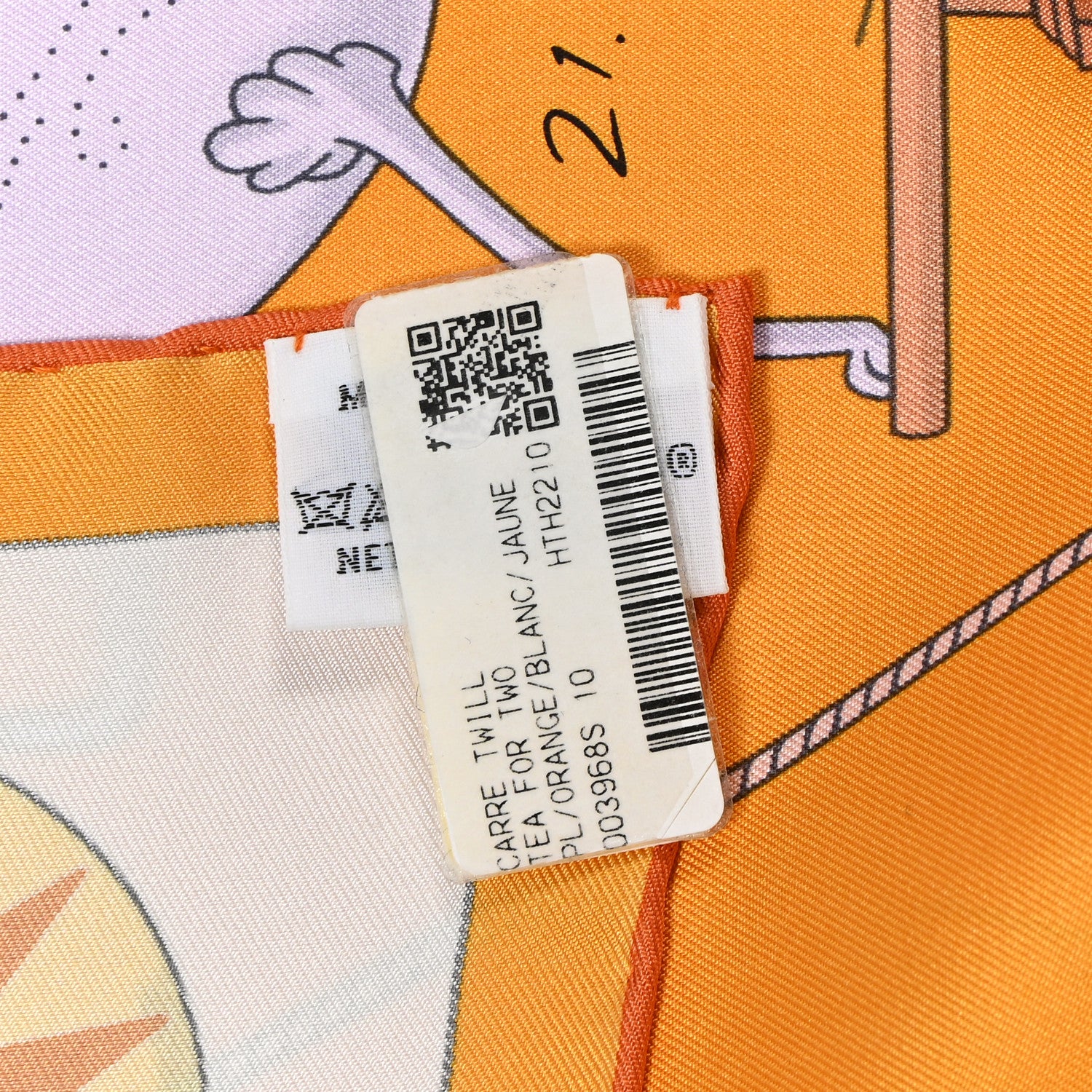 Hermes Silk Tea For Two Scarf 90 Orange White Jaune 4 of 4
