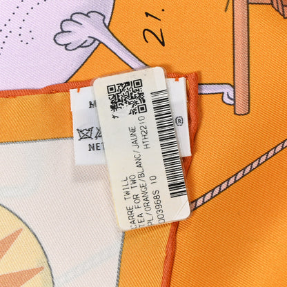 Hermes Silk Tea For Two Scarf 90 Orange White Jaune 4 of 4