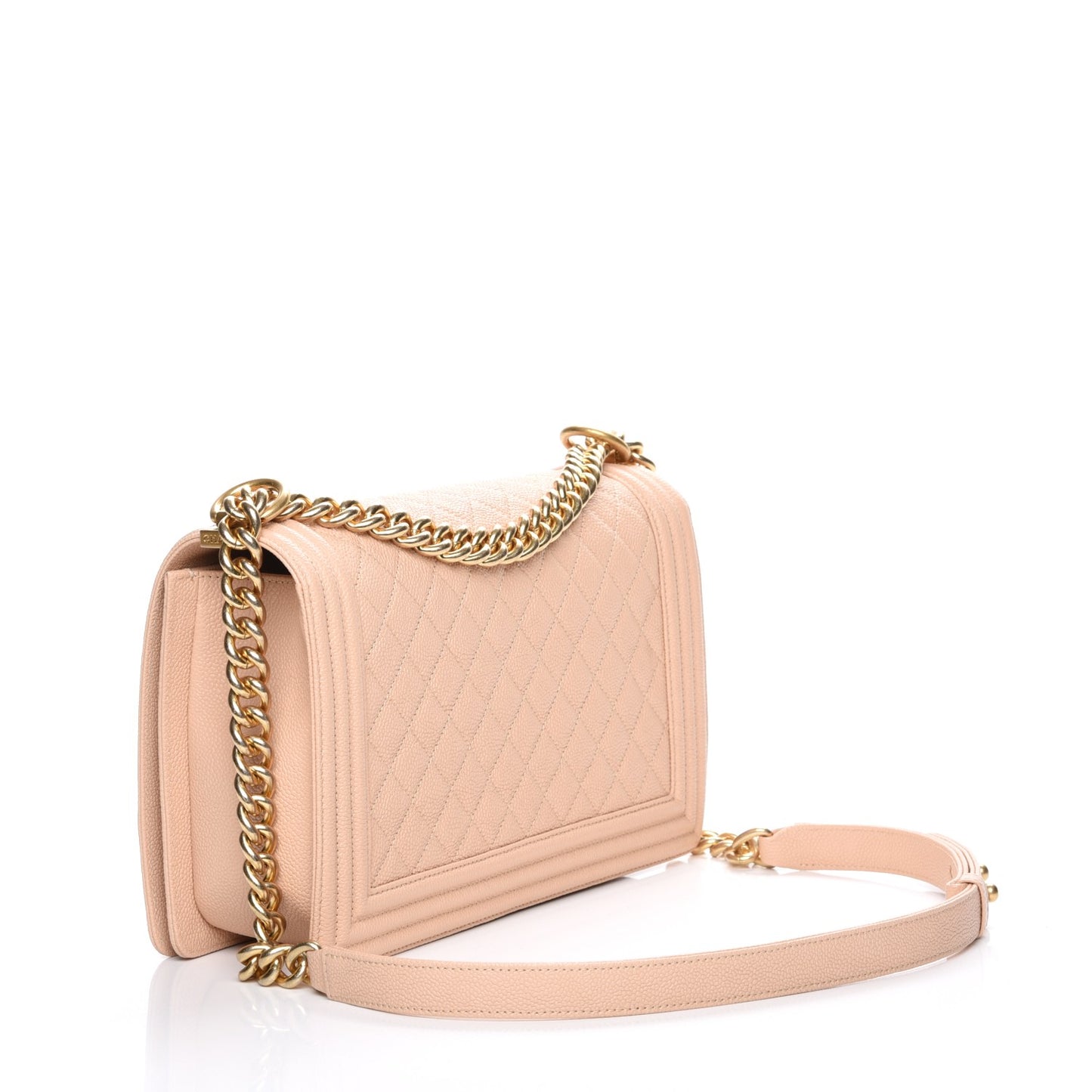 Caviar Quilted New Medium Boy Flap Beige Clair