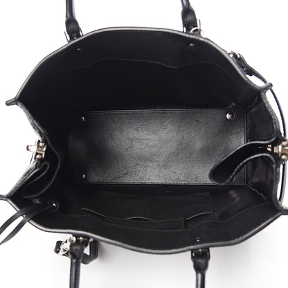 Balenciaga Grained Calfskin Plate Hardware Papier A6 Zip Around Tote Black 5 of 12