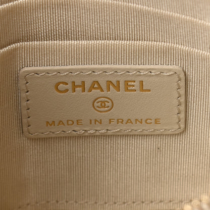 Chanel Shiny Goatskin Quilted Chanel 19 Flat Wallet Pouch Light Beige 6 of 8