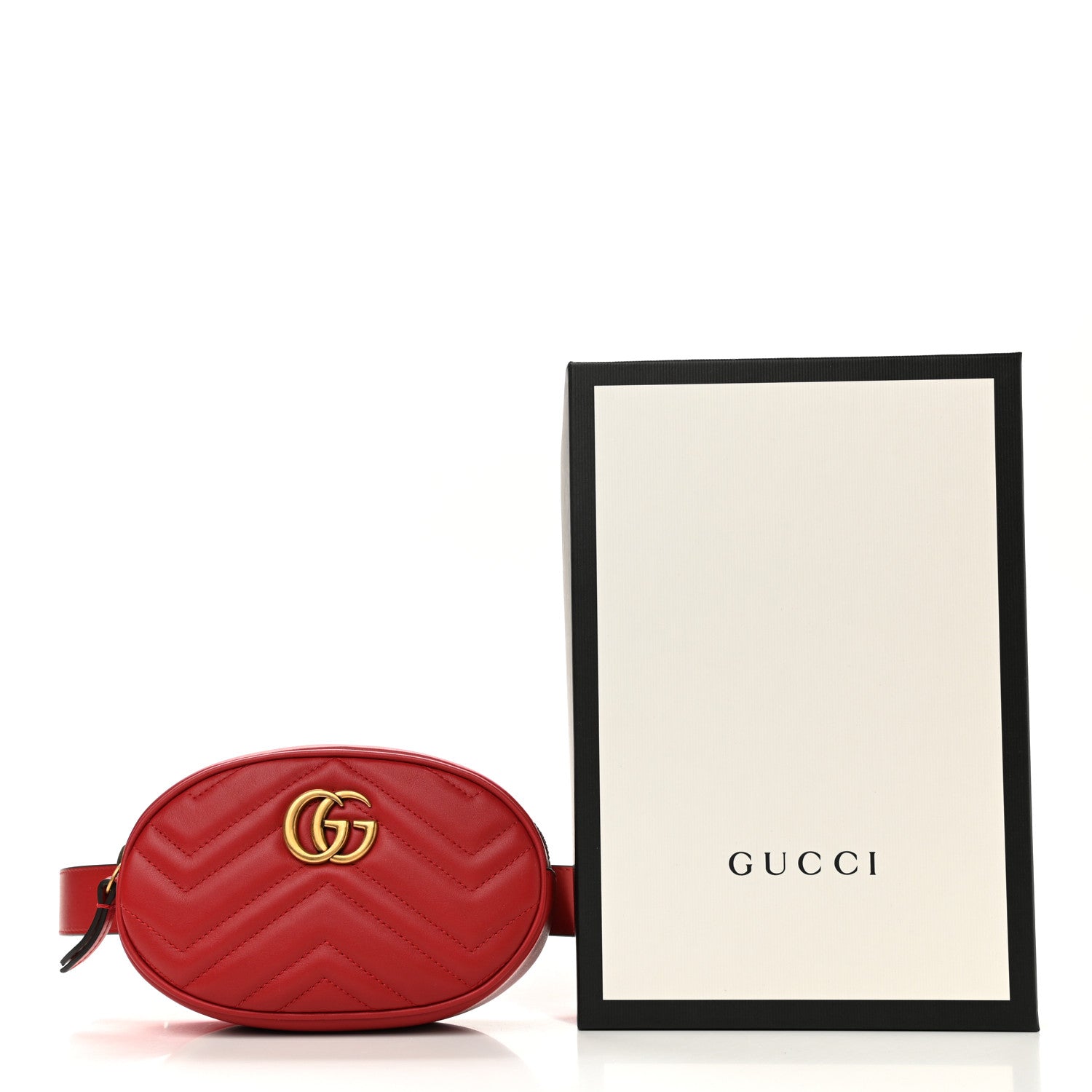 Gucci Calfskin Matelasse GG Marmont Belt Bag 85 34 Hibiscus Red 12 of 12