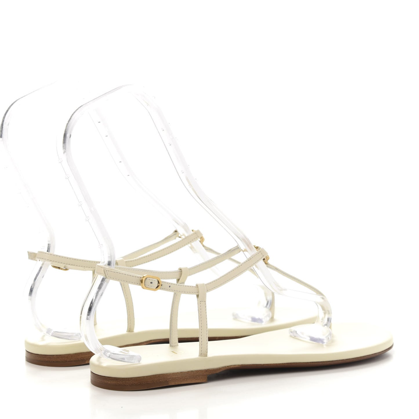 Lambskin Signature T-Strap Sandals 39 Off White