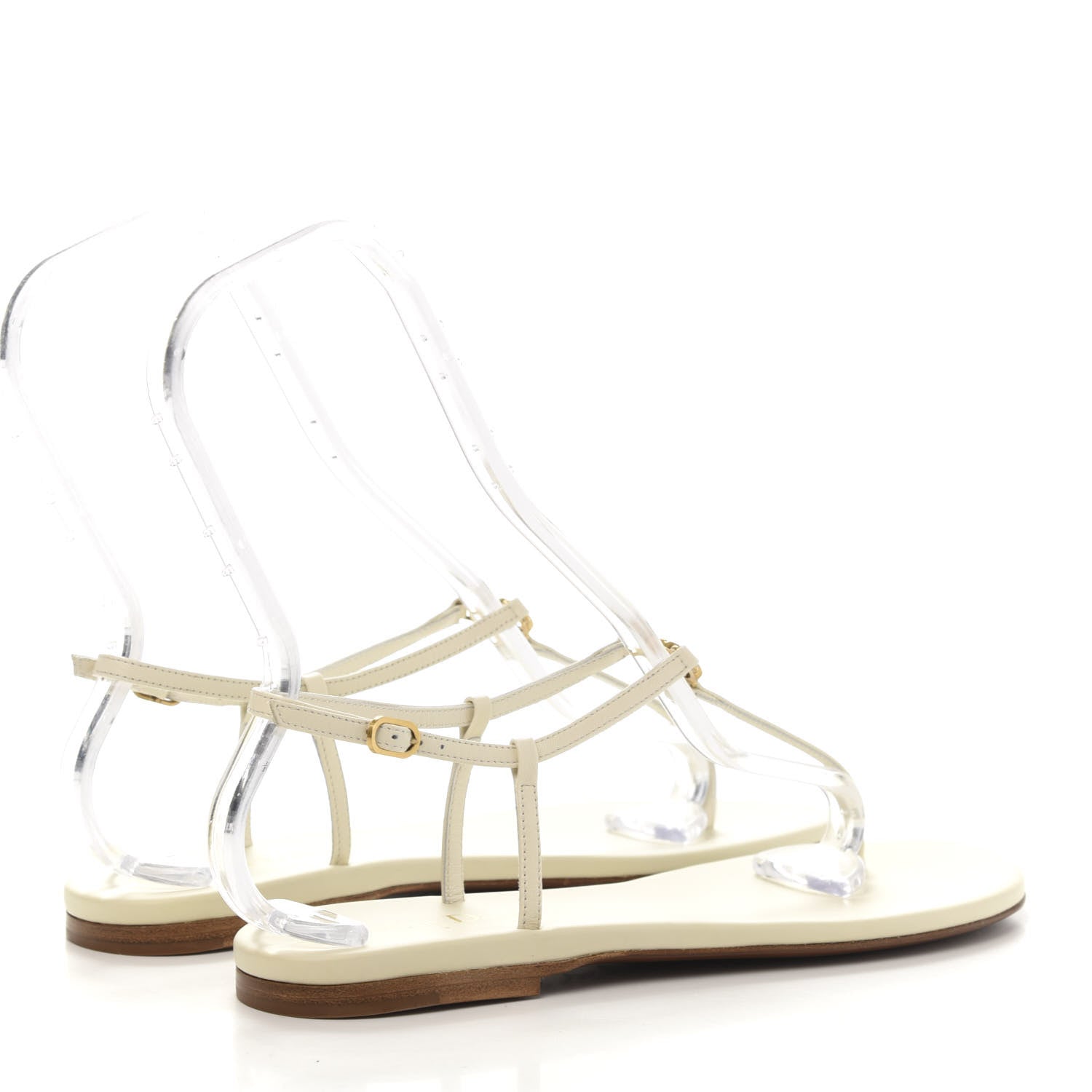 Christian Dior Lambskin Signature T-Strap Sandals 39 Off White 4 of 8