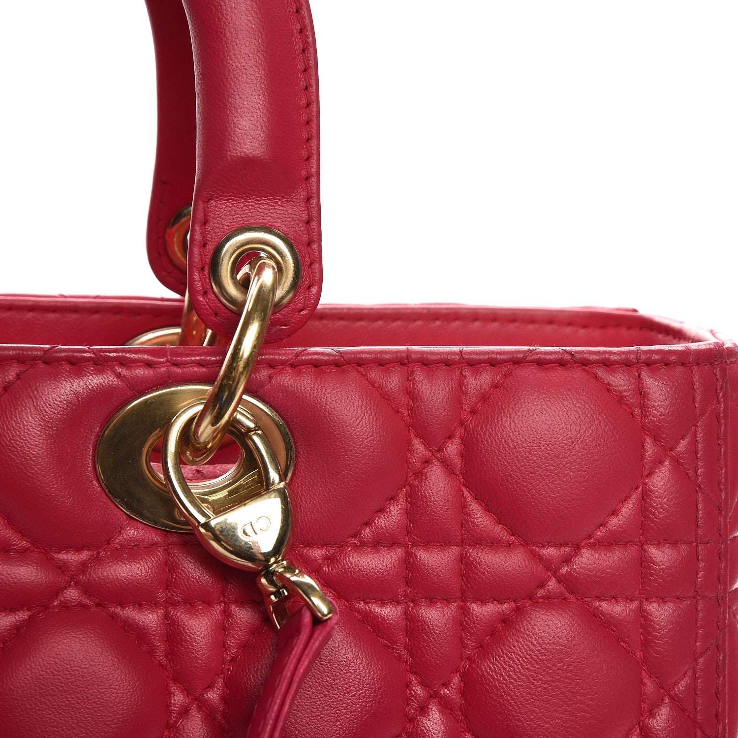 Christian Dior Lambskin Cannage Large Lady Dior Fuchsia 10 of 14