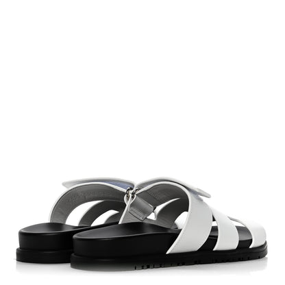 Hermes Calfskin Womens Chypre Sandals 37 White 4 of 11