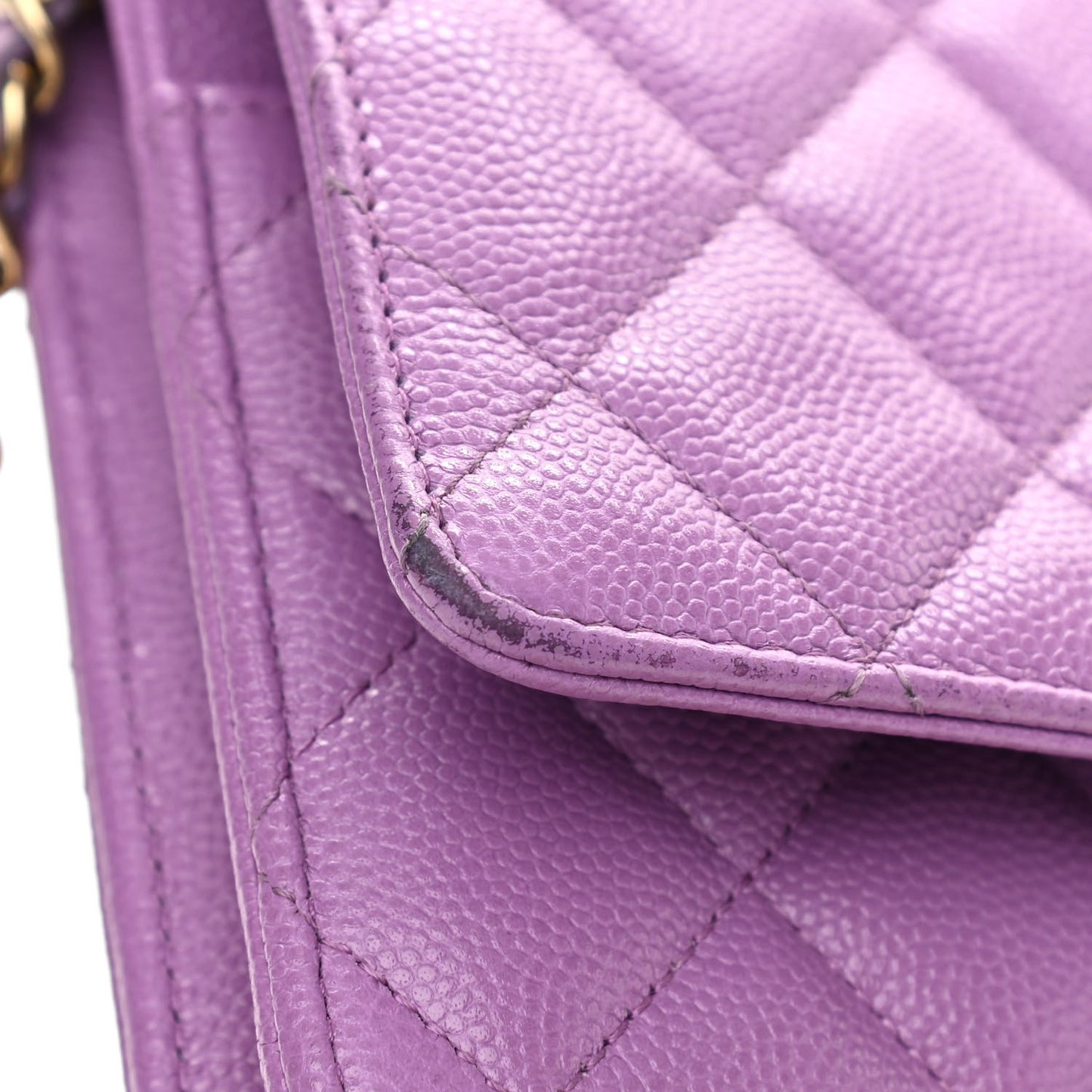 Caviar Quilted Wallet On Chain WOC Purple