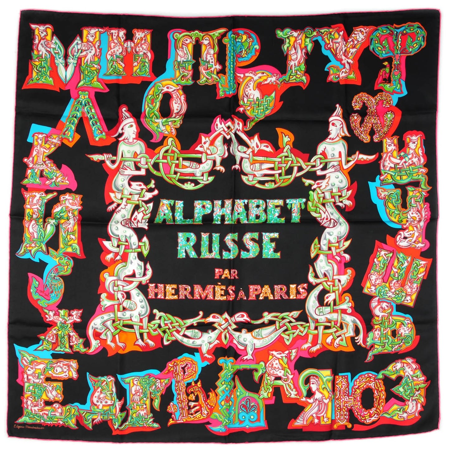 Silk Alphabet Russe Scarf 90