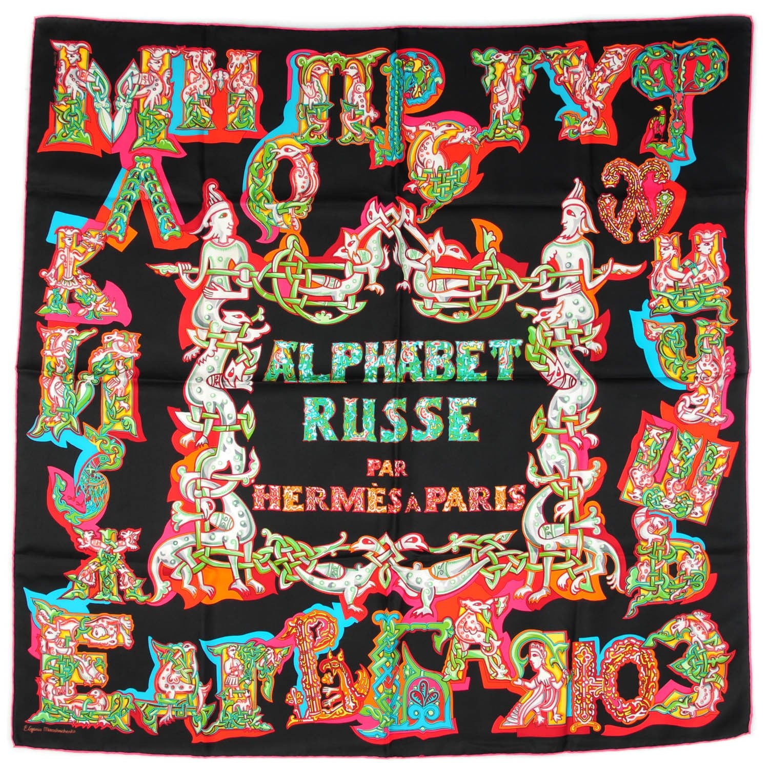Hermes Silk Alphabet Russe Scarf 90 2 of 5