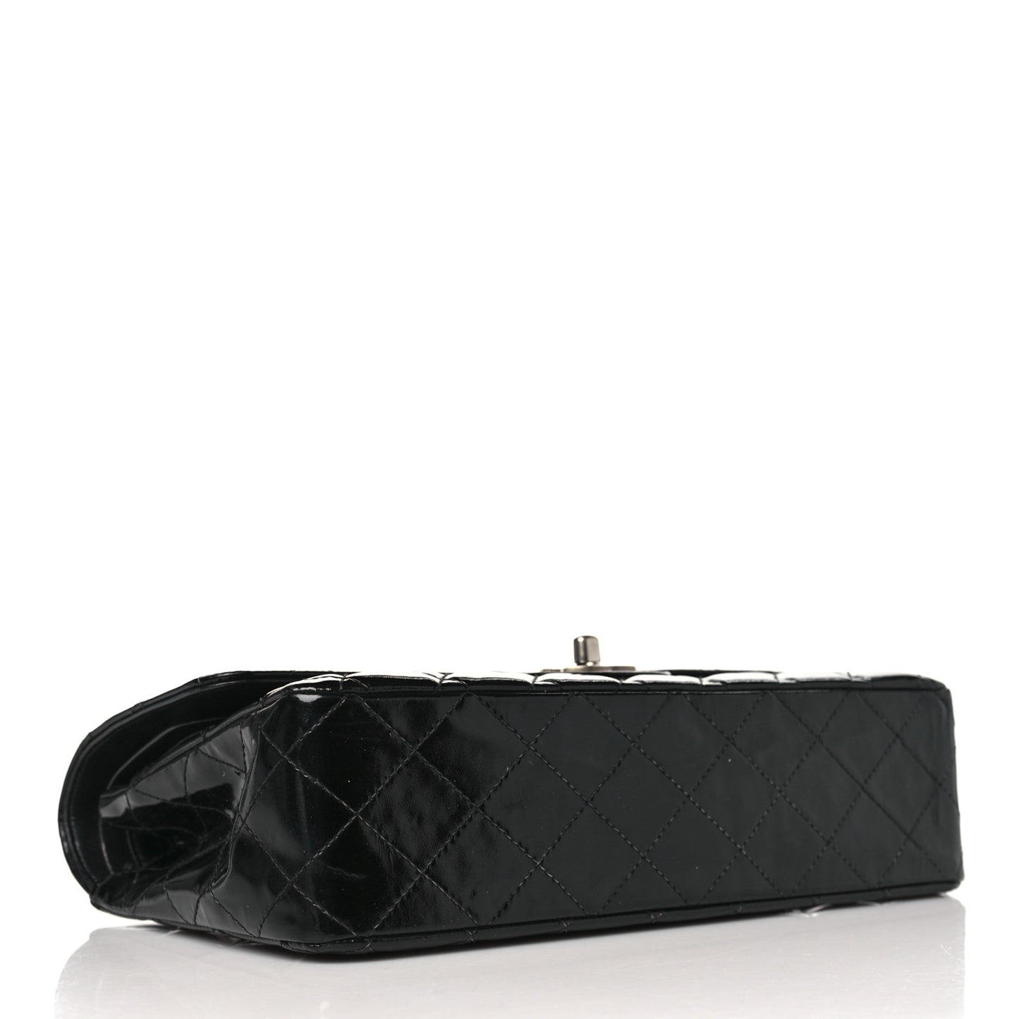 Patent Quilted Medium Double Flap Black