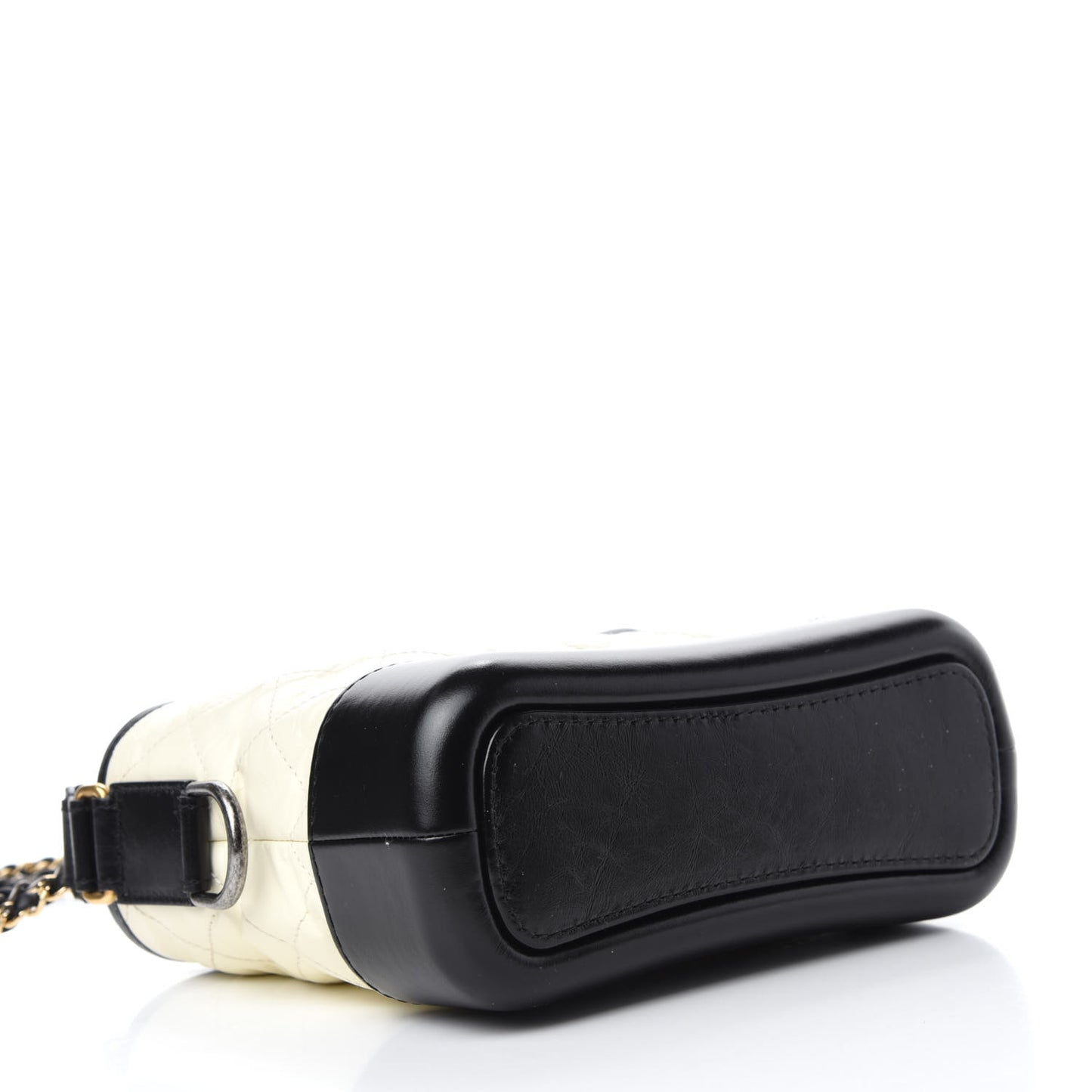 Aged Calfskin Quilted Small Gabrielle Hobo Black White