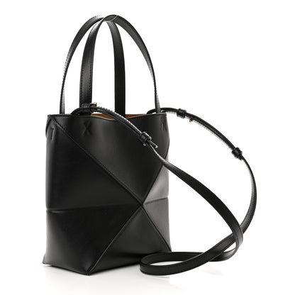 Loewe Shiny Calfskin Mini Puzzle Fold Tote Black 3 of 10