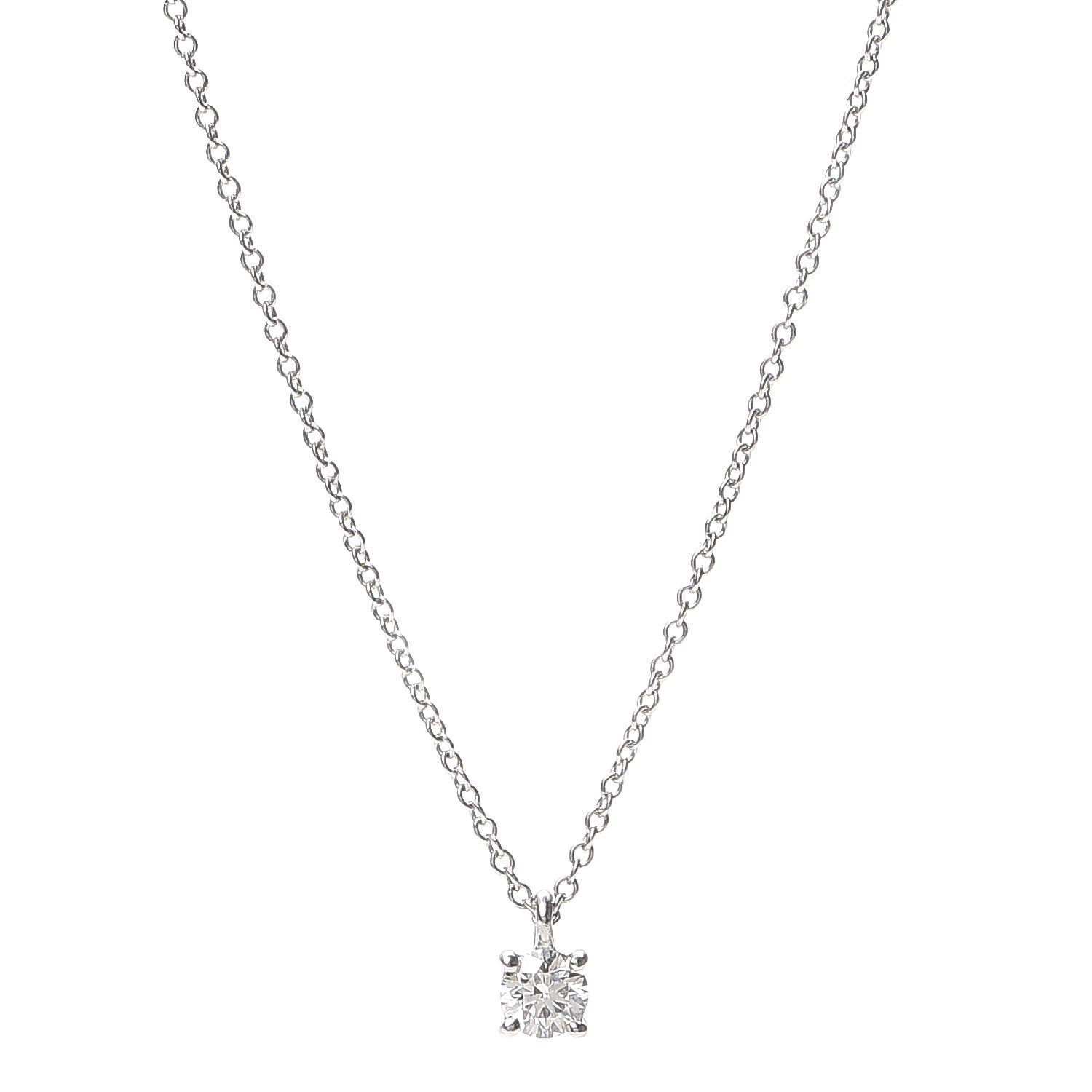Tiffany Platinum Diamond .23ct Solitaire Pendant Necklace 1 of 6