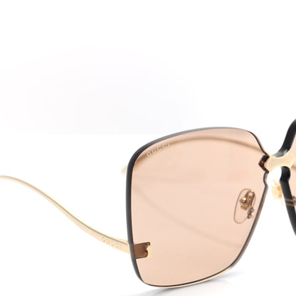 Gucci Acetate Metal Rimless Square Sunglasses GG0355S Gold 8 of 9