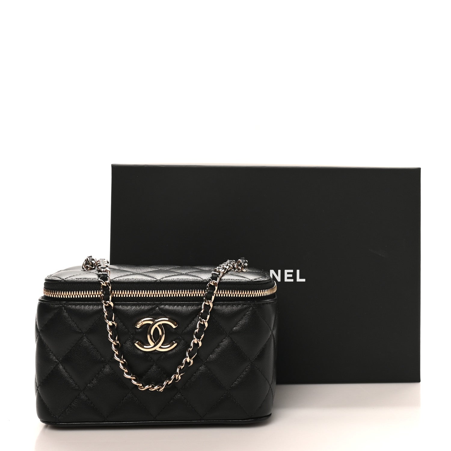 Chanel Lambskin Quilted Small CC Vanity Case Black 23 of 23
