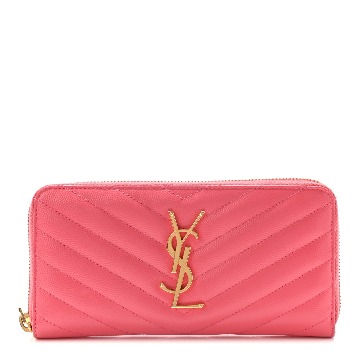 Grain De Poudre Matelasse Chevron Monogram Zip Around Wallet Rose Clair
