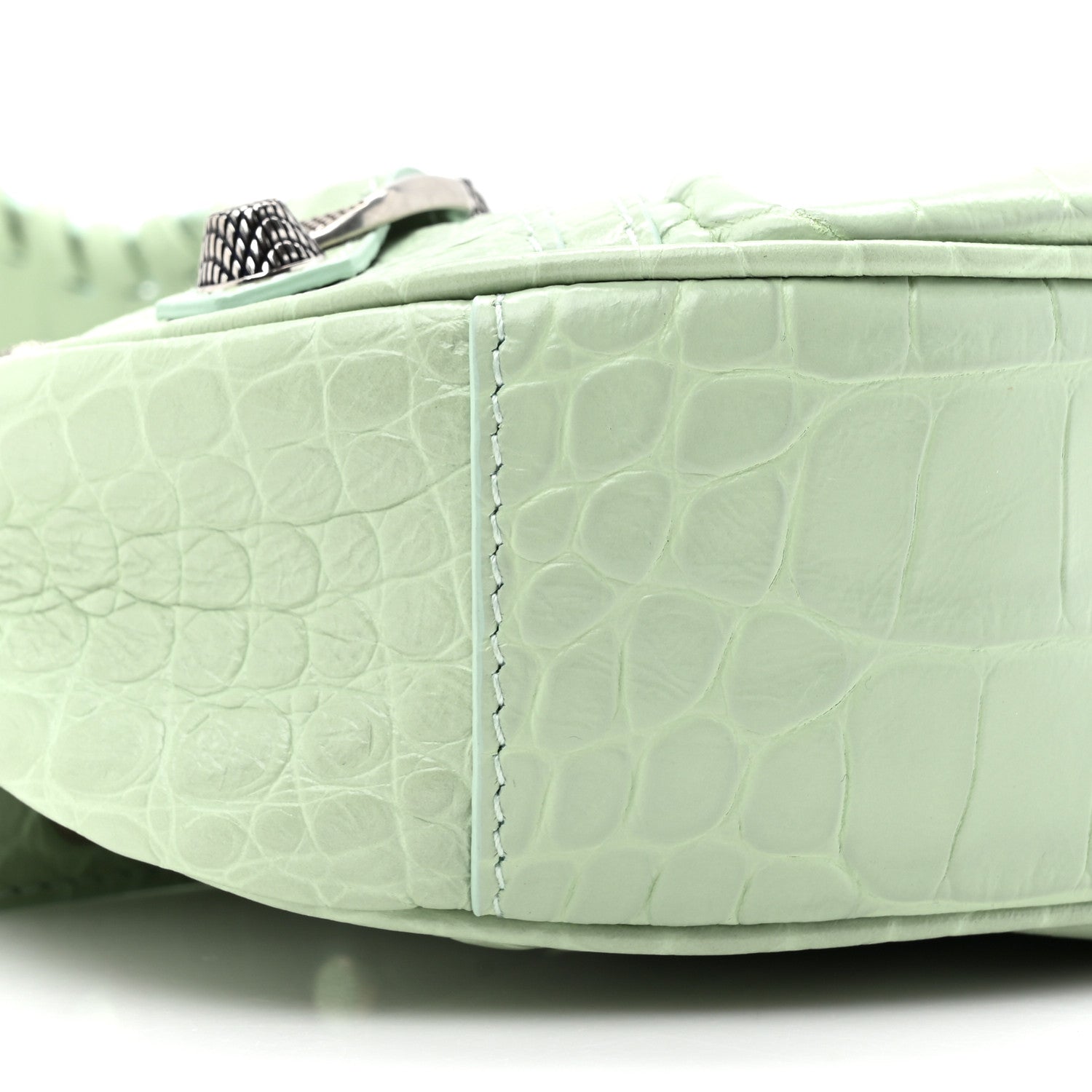 Balenciaga Extra Supple Calfskin Crocodile Embossed Le Cagole Shoulder Bag XS Light Green 11 of 12