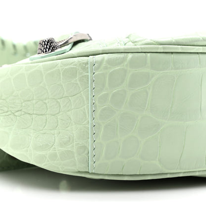 Balenciaga Extra Supple Calfskin Crocodile Embossed Le Cagole Shoulder Bag XS Light Green 11 of 12